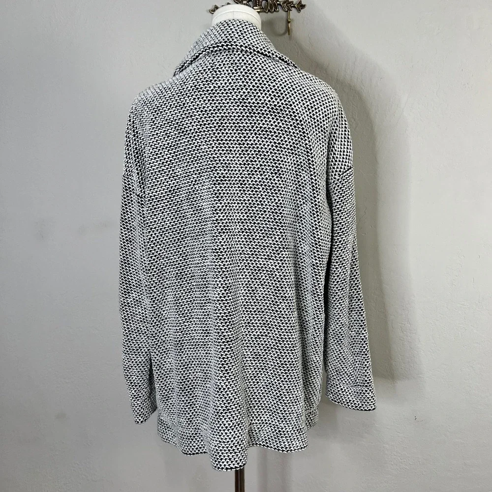 Marine Layer Blazer Jacket Black White Textured Knit Button Front Coatigan Large